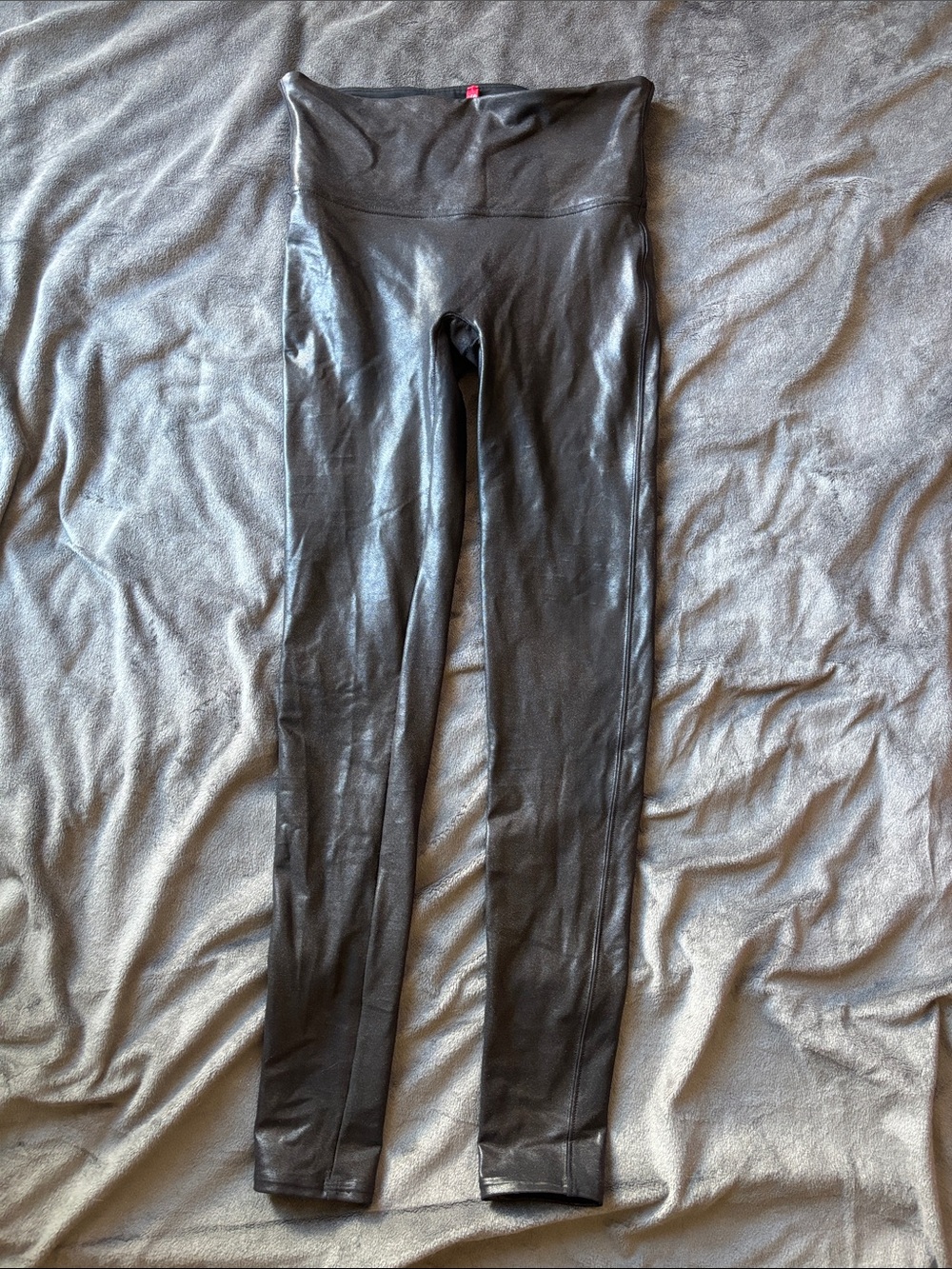 SPANX Black High-Waist Shiny Leather-look Leggings